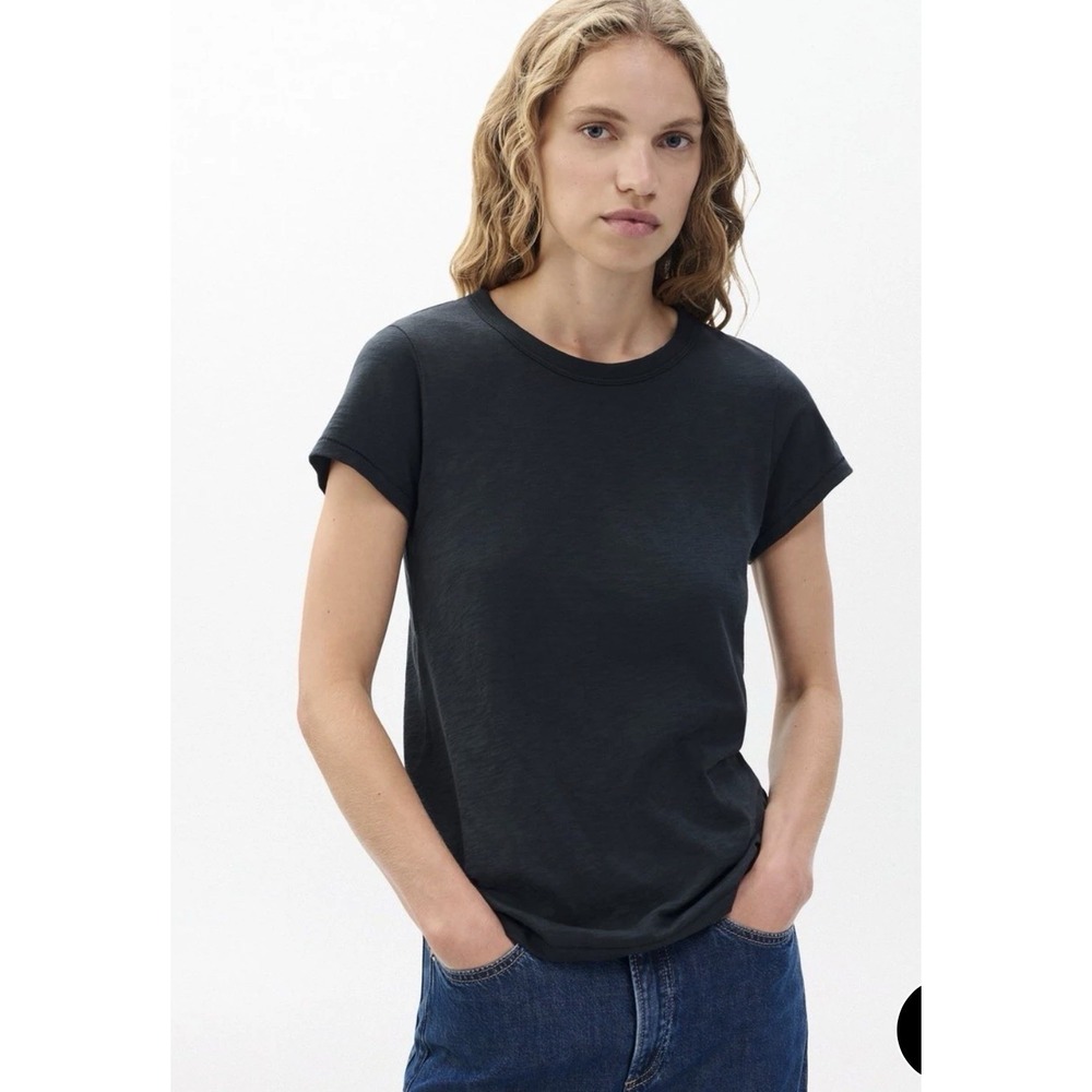 Rag & Bone Clara Torqued Cropped Tee Black T-shirt Scoop Neck XS‎ Top New Moto